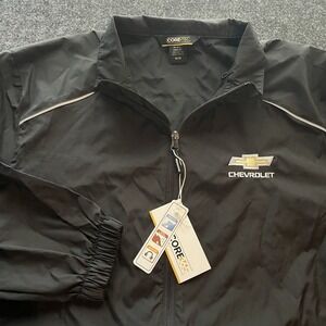 New‎ Cheverolet Black Full Zip Windbreaker Jacket Mens M Water Resistant